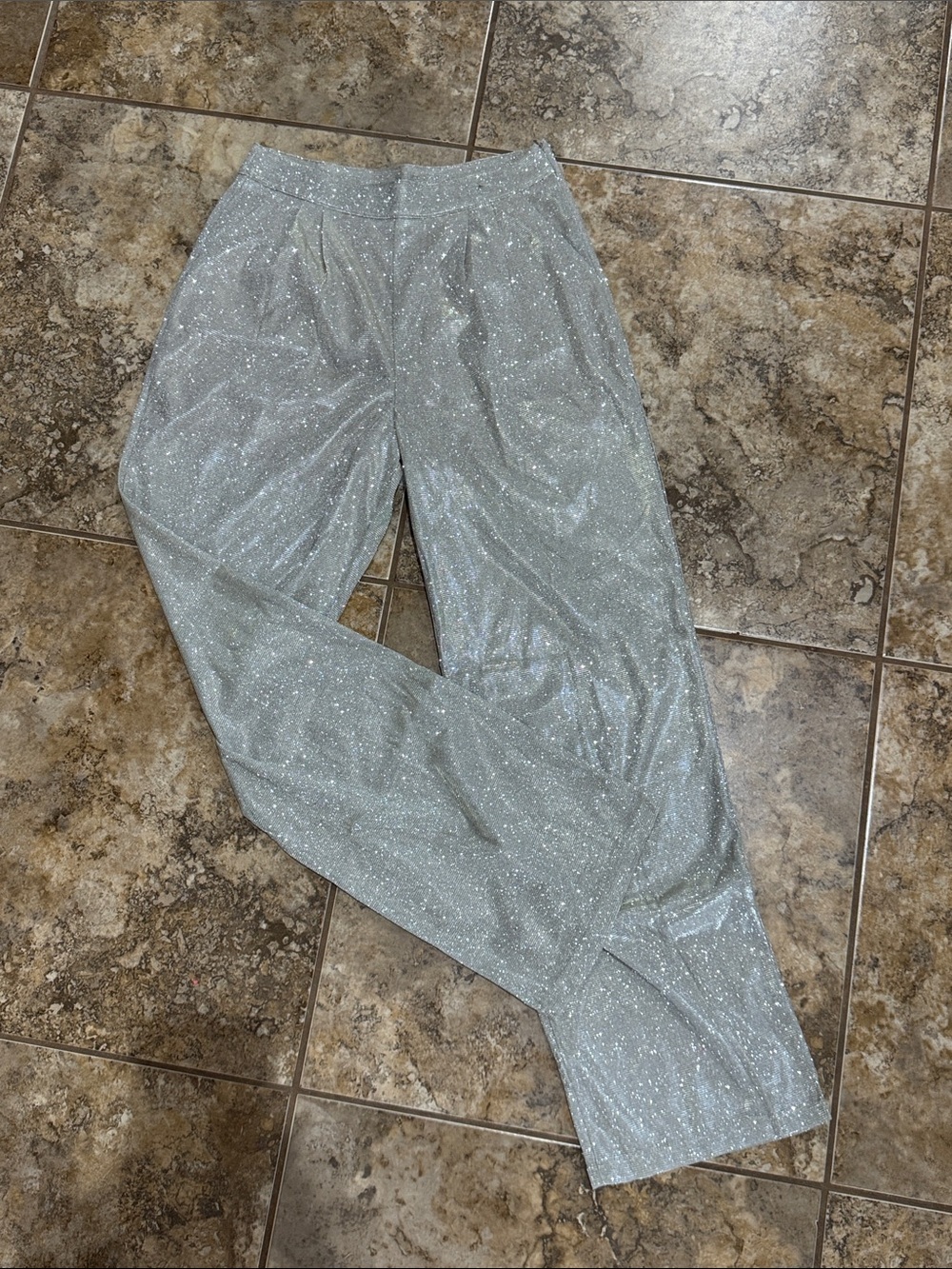 Wild Junkie Boutique Silver Glitter Knit Pants